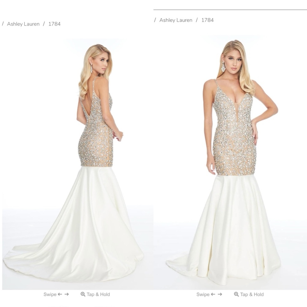 Ashley Lauren White and Silver prom pageant wedding gown